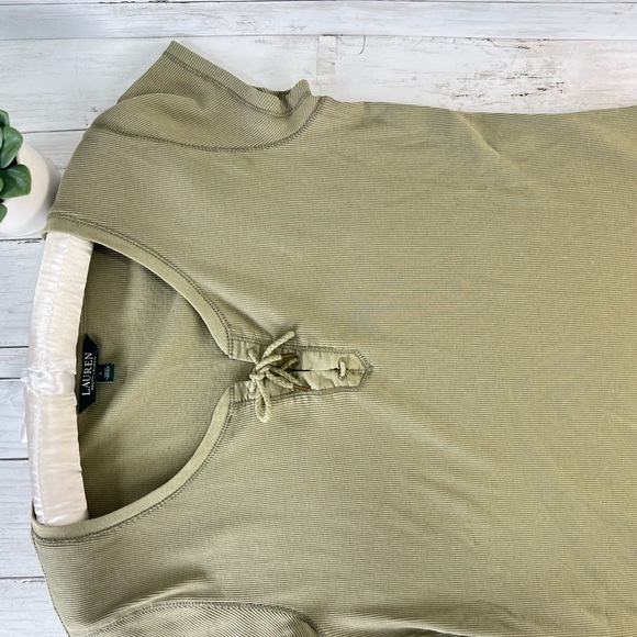 Lauren ralpah lauren green Ribbed Short Sleeve top for women Size Large - Picture 7 of 12